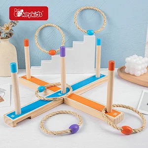 Outdoor Yard Game Kids Adults Wooden Toss Rings Game with Carrying Bag W01A576