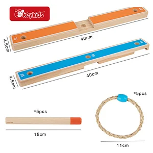 Outdoor Yard Game Kids Adults Wooden Toss Rings Game with Carrying Bag W01A576